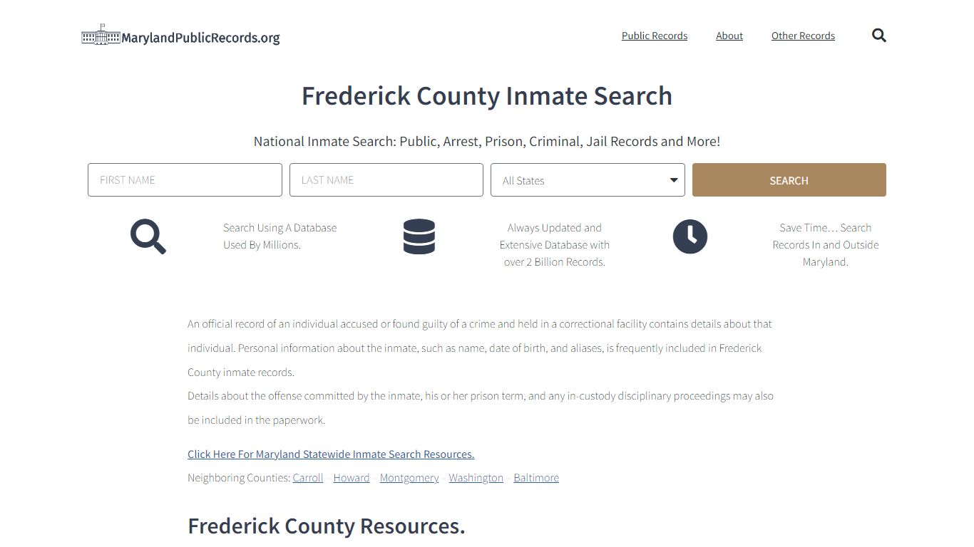 Frederick County Inmate Search - FCSO Current & Past Jail Records